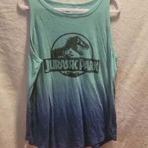 Torrid Blue and Green Tank Top Gradient Design With Jurassic Park Graphic